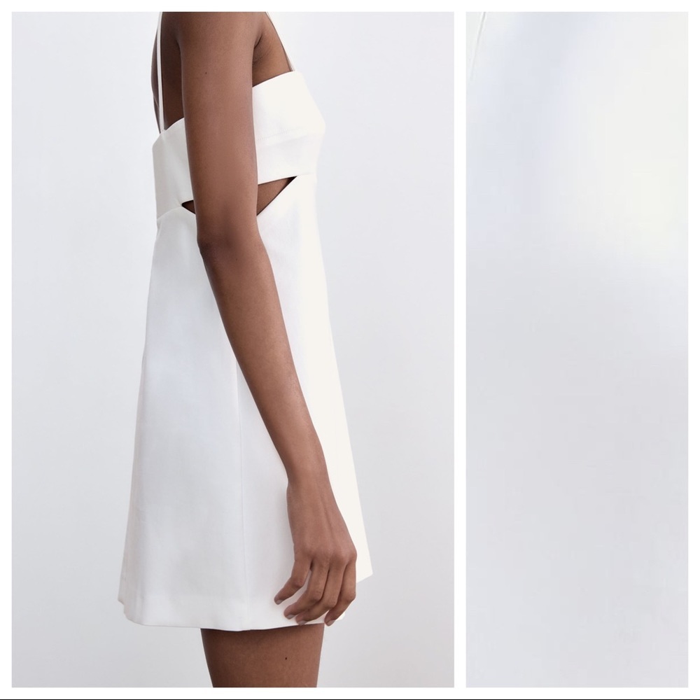 NWT. Zara White Cut-Out Mini Dress. Size M. - Picture 3 of 6